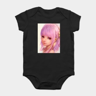 Manga Girl Pink Hair & Red Eyes Baby Bodysuit